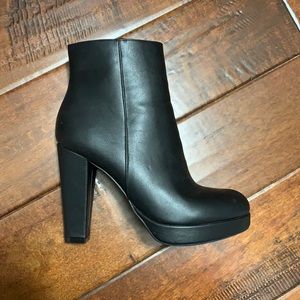 Black leather booties